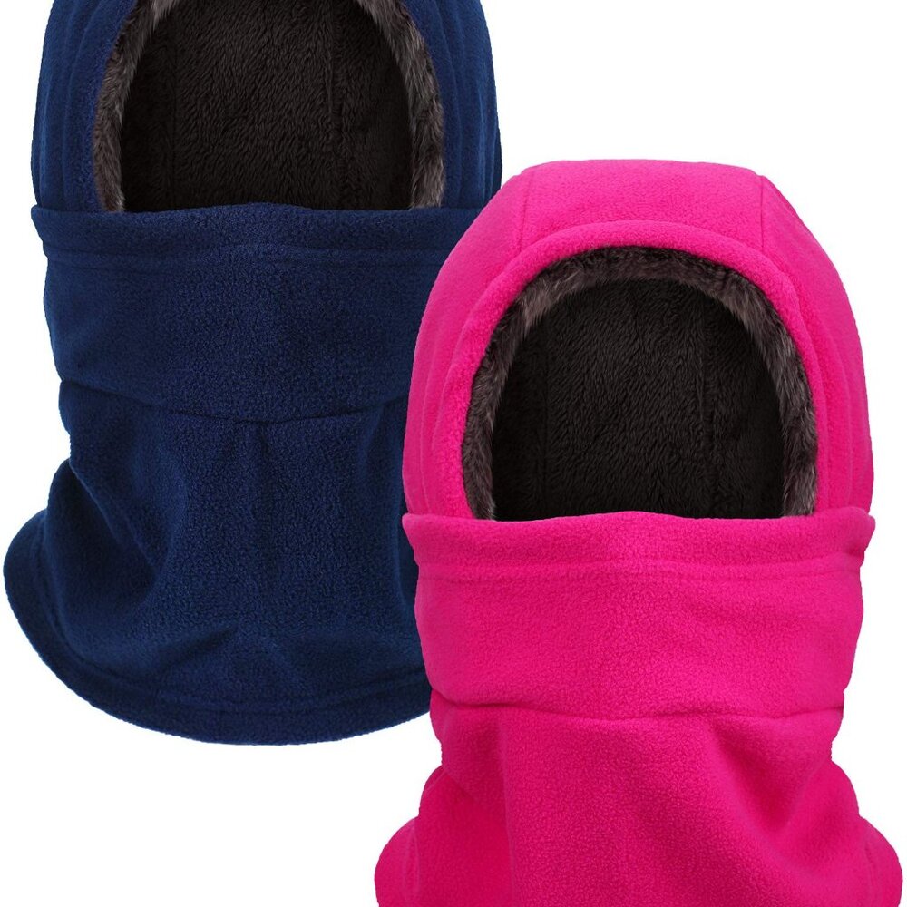Winter Fleece Balaclava Ski Mask with Drawstring Full Face Covering - Picture 1 of 8